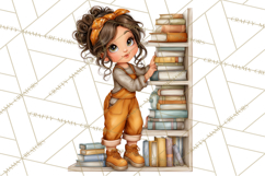 Cozy Reading and Library Clipart PNG, Fall Library Clip Art Product Image 3
