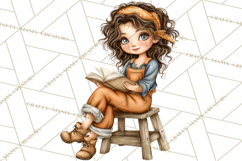 Cozy Reading and Library Clipart PNG, Fall Library Clip Art Product Image 4