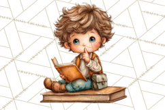 Cozy Reading and Library Clipart PNG, Fall Library Clip Art Product Image 2