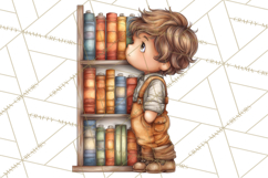 Cozy Reading and Library Clipart PNG, Fall Library Clip Art Product Image 4