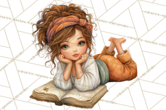 Cozy Reading and Library Clipart PNG, Fall Library Clip Art Product Image 5