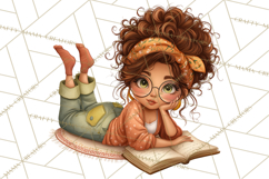 Cozy Reading and Library Clipart PNG, Fall Library Clip Art Product Image 3