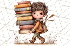 Cozy Reading and Library Clipart PNG, Fall Library Clip Art Product Image 5