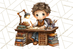 Cozy Reading and Library Clipart PNG, Fall Library Clip Art Product Image 2