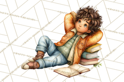 Cozy Reading and Library Clipart PNG, Fall Library Clip Art Product Image 5