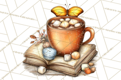 Cozy Reading and Library Clipart PNG, Fall Library Clip Art Product Image 3
