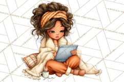 Cozy Reading and Library Clipart PNG, Fall Library Clip Art Product Image 2