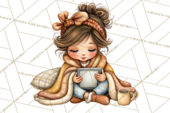 Cozy Reading and Library Clipart PNG, Fall Library Clip Art Product Image 4