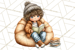 Cozy Reading and Library Clipart PNG, Fall Library Clip Art Product Image 5