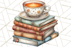 Cozy Reading and Library Clipart PNG, Fall Library Clip Art Product Image 3
