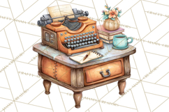 Cozy Reading and Library Clipart PNG, Fall Library Clip Art Product Image 4