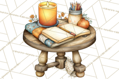 Cozy Reading and Library Clipart PNG, Fall Library Clip Art Product Image 5