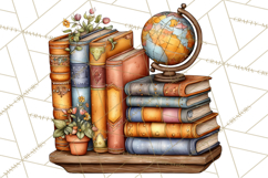 Cozy Reading and Library Clipart PNG, Fall Library Clip Art Product Image 2