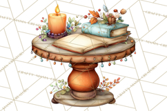 Cozy Reading and Library Clipart PNG, Fall Library Clip Art Product Image 3