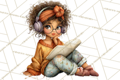 Cozy Reading and Library Clipart PNG, Fall Library Clip Art Product Image 4