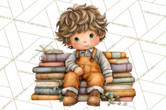 Cozy Reading and Library Clipart PNG, Fall Library Clip Art Product Image 4