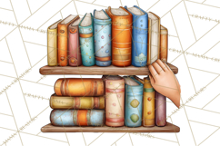 Cozy Reading and Library Clipart PNG, Fall Library Clip Art Product Image 4