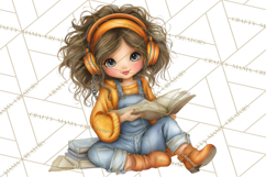 Cozy Reading and Library Clipart PNG, Fall Library Clip Art Product Image 5