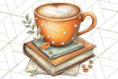 Cozy Reading and Library Clipart PNG, Fall Library Clip Art Product Image 3