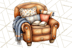 Cozy Reading and Library Clipart PNG, Fall Library Clip Art Product Image 4