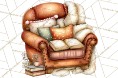 Cozy Reading and Library Clipart PNG, Fall Library Clip Art Product Image 5