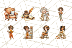 Cozy Reading and Library Clipart PNG, Fall Library Clip Art Product Image 3