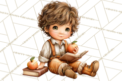 Cozy Reading and Library Clipart PNG, Fall Library Clip Art Product Image 2