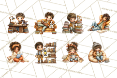 Cozy Reading and Library Clipart PNG, Fall Library Clip Art Product Image 5