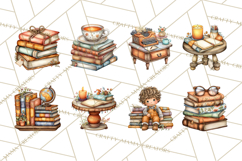 Cozy Reading and Library Clipart PNG, Fall Library Clip Art Product Image 6