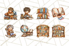 Cozy Reading and Library Clipart PNG, Fall Library Clip Art Product Image 7