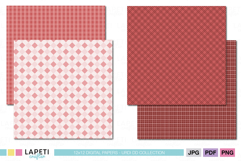 Warm red plaid digital papers with classic check and grid patterns, perfect for festive crafts and printables.