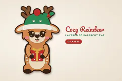 Christmas Reindeer Papercut SVG Product Image 6