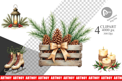 Rustic Farmhouse Christmas Clipart Product Image 1