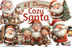 Santa Claus Christmas Clipart PNG, Cozy Watercolor Product Image 1