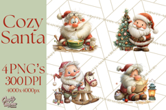 Santa Claus Christmas Clipart PNG, Cozy Watercolor Product Image 1