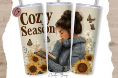 Bookish Cozy Season Tumbler Wrap PNG Product Image 1