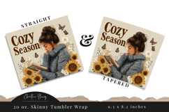 Bookish Cozy Season Tumbler Wrap PNG Product Image 3