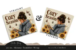 Bookish Cozy Season Tumbler Wrap PNG Product Image 3