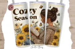 Bookish Cozy Season Tumbler Wrap PNG Product Image 1