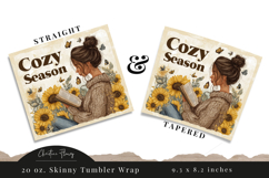 Bookish Cozy Season Tumbler Wrap PNG Product Image 3