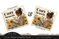 Bookish Cozy Season Tumbler Wrap PNG Product Image 3