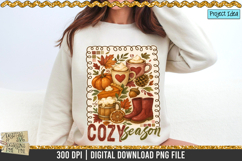 Cozy Season Fall Collage is a professional design that is available at 300dpi PNG to use for Sublimation, iron-on transfer, DTG Printing and normal printing.