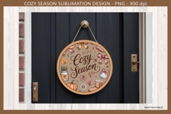 Fall Door Sign, Cozy Season, Sublimation Png, Autumn Product Image 1