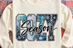 Cozy Season PNG | Blue Snowflake Winter Sublimation Design Product Image 4