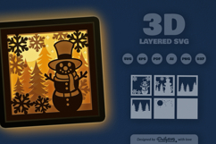 Cozy Snowman at Winter Night Layered SVG Product Image 2