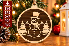Cozy Snowman Christmas Ornament SVG Product Image 1