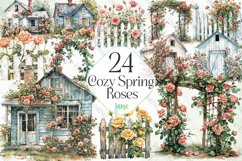 Cozy Spring Roses Sublimation Clipart Product Image 1