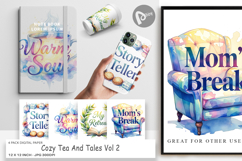 Tea &amp; Tales Mom Quotes Digital Paper Product Image 1