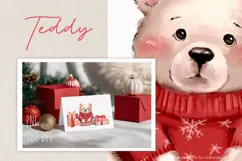 Cozy Teddy Bear with Winter Gifts PNG Product Image 2
