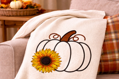 Pumpkin Sunflower Embroidery Design Fall Harvest 4x4 5x7 Product Image 4